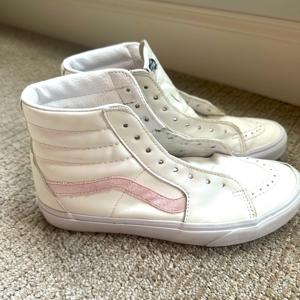 White High Top Vans Sz 10